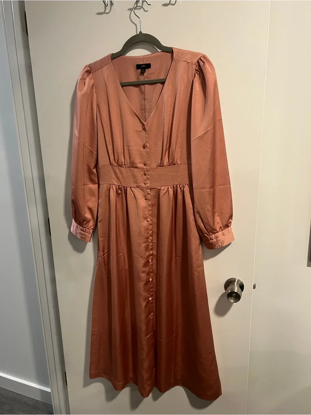 TALL JCrew Women's Rust Pink Button-Front Midi Dress